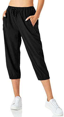 Lätta jogger capri byxor kvinnor snabbtorkande 3/4 träningsbyxor fitness korta joggingbyxor Casual vandringsbyxor med ficka