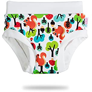 Petit Lulu Training Überhose Größe S (10-12,5 kg) Fluffy Organic Baby Trainerhöschen Waschbar & Wiederverwendbar Trainer Stoffwindeln Hergestellt in EU (Eichhörnchen)