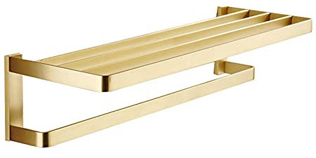 Ksunun Badezimmerregale, Über Tür Handtuchhalter Mit Regal, Messing Zweistufiger Handtuchhalter An Der Wand Montiert Gebürstetes Gold