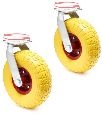 Wiltec Kit de 2 Roulettes pivotantes increvables – Ø 258 mm – Largeur 78 mm – Capacité de charge 150 kg – Roue en PU et Jante en métal – Transport Appareil Accessoire Meuble