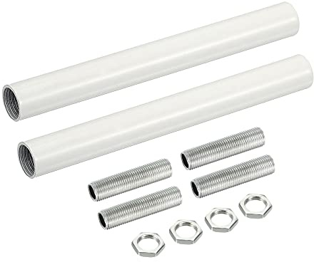 sourcing map 2 Set Verlängerungsstangensatz Verbindungsmutter M10 Weiß | 100 mm / 3,94 Überwurfmutter mit Gewinderohr, Gewindeverlängerung