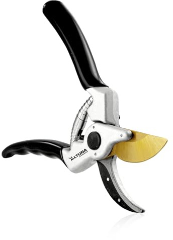 ALTUNA Tijera de Podar con Cuchilla de Titanio y Mangos de Aluminio - T113 | Sufridera de acero templado, ligera y resistente, ideal para frutales, viñedos y olivar