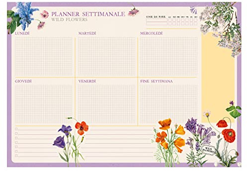 Grupo Erik: Planning de table A3 Wild Flowers en italien | Planner hebdomadaire 29,7 x 42 cm avec 54 feuilles à déchirer, Agenda Organisateur, Weekly Planner ou Calendrier Planner de bureau