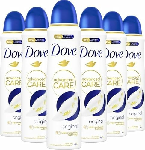Dove Advanced Care Original Anti-Transpirant Deodorant Spray, bietet bis zu 72 Stunden Schutz vor Schweiß - 6 x 150 ml - Vorteilspack