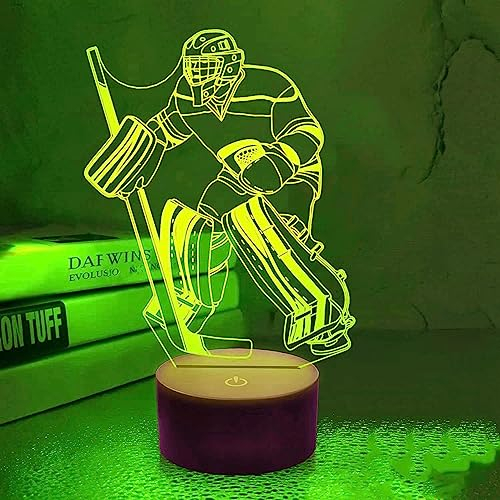 Jinson well 3D Eishockey Spieler Lampe led Illusion licht Nachtlicht, 7 Farbwechsel Touch Switch Tisch Schreibtisch Dekoration Lampen mit Acryl ABS Base USB Kabel Spielzeug