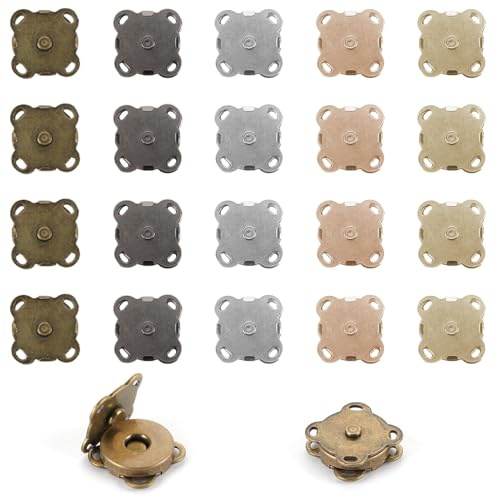 20 Sets Magnetic Snap Button, Sewing Closures Fasteners Metal Clasps Snap Buttons Magnets Clasps Magnet Bag Buckle, Plum Shape Press Studs for Bags DIY Clothing Purses Leather Coat Handbag, 14mm