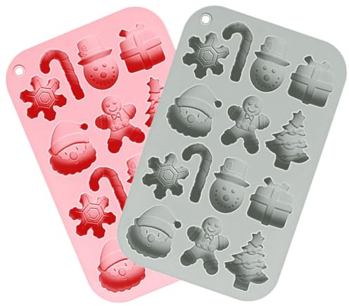 Amosfun 2pezzi Stampo Silicone Natalizio Per Cioccolatini e Dolci Mold Per Biscotti e Caramelle Per Creazioni Di Natale