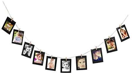 GRIRIW 5 Zoll Papier Fotorahmen Schwarz 10 Stück mit Schnur und Klammern