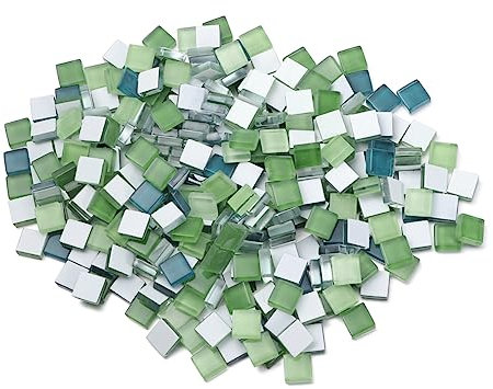 OATIPHO 300stücke Mosaikfliesen Glasmosaikfliesen Für Wanddekoration Bunte Fliesen Als Diy-dekorationsfliesen Für Wohnzimmer Schlafzimmer Badezimmer Küche Smaragdgrün