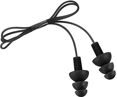 Tapones para los oídos impermeables para surf, natación, buceo, ducha, cuerda de silicona suave para evitar el ruido, tapones para los oídos de natación, protección auditiva eficaz (negro)