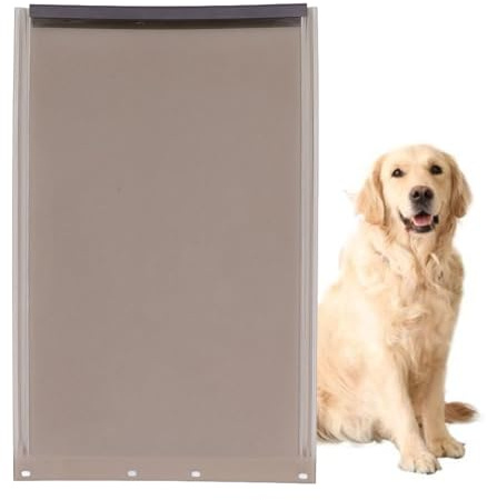 Hundetürklappe, TPU Wetterbeständig Große Hundetürklappe Durchscheinend Verstellbar Haustiertürklappe Ersatz für Aluminium-Haustiertüren, Schiebetüren aus Glas für Haustiere (L)