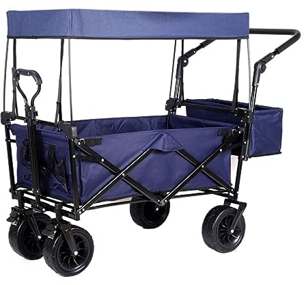 CCYENG Trolley Cart Klappwagen Tragbarer Verstellbarer Gartenwagen mit Markise für Picknicks Camping Shopping Strände Campingwagen Gartenwagen