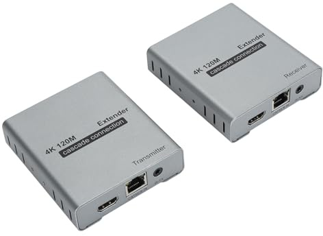 Extensor HDMI, Extensor de Amplificador de Señal HDMI 4K 120M, Conexión en Cascada de Cable LAN CAT5e Cat6 a Través de RJ45 Ethernet, Compatible con Control Remoto por