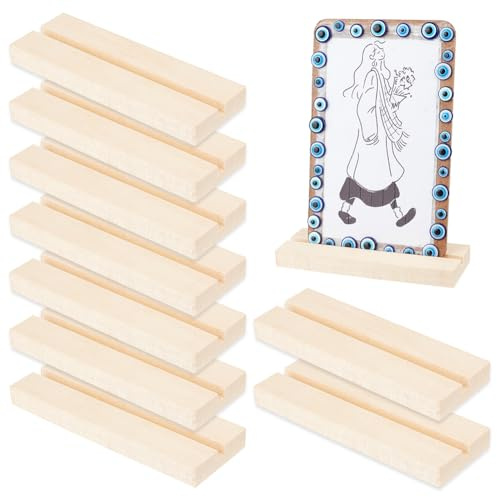 OLYCRAFT 10 Stück Tischkartenhalter Aus Holz Mit 6 mm Schlitz Schilderhalter Mit Holzsockel 12.7x4.5x1.2 cm Tischnummernständer Aus Holz Für Tischnummernschilder Hochzeitsfeiern Und Veranstaltungen