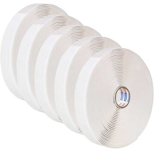 ADHES Butylband Dichtungsbänder, 19mm x 9m x 3mm 5 Rollen, Tape | Wasserdichtes Klebeband für Teichbau, Bauwerke, Wohnwagen, Flachdach Weiß Butyl Sealant Tape