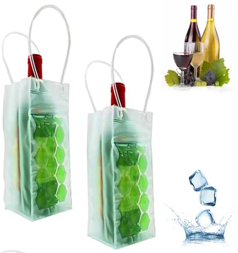 Borsa refrigerante per vino freddo, refrigeratore per vino freddo, refrigeratore per bottiglie di vino, per champagne rosso bianco o frizzante, supporto per raffreddamento in gel, autoportante (borsa