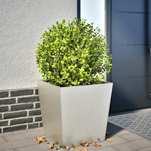 Hovothy Jardinière - Jardinière - Jardinière - Bac à fleurs - Résistant aux intempéries - Pour balcon - Gris clair - 50 x 50 x 50 cm - Acier inoxydable