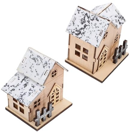 BCOATH Decorazioni Natalizie Luminose da Scrivania in Legno LED, Set da 2 Pezzi di Ornamenti Natalizi in Legno Design Luminoso per Atmosfera Festosa, Adatte a Soggiorno e Camera da Letto