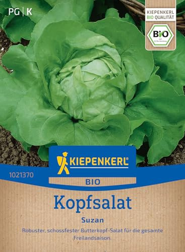 Kiepenkerl BIO-Kopfsalatsamen Suzan 1021370, Gemüsesaat | Robuste, schossfeste Butterkopf-Salatsamen für die gesamte Freilandsaison, Aussaat ab Anfang