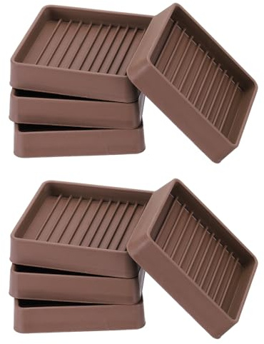 PATIKIL 2.5 Inch Rubber Furniture Pads, 8 Pack Non-Slip Furniture Coasters Square Anti Skid Caster Cups Furniture Feet Cup Floor Protectors for Bed Couch Stoppers, Brown