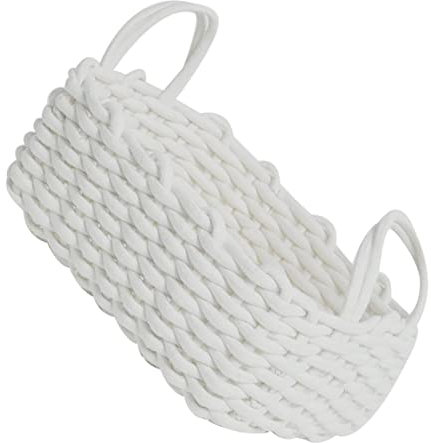 Cestino Portaoggetti in Corda di Cotone Lavorato a Mano in Stile Nordico, Organizer da Tavolo per Spuntini Chiave, Biancheria Intima, Bianco 30x22x14cM11,8x8,7x5,5 Pollici