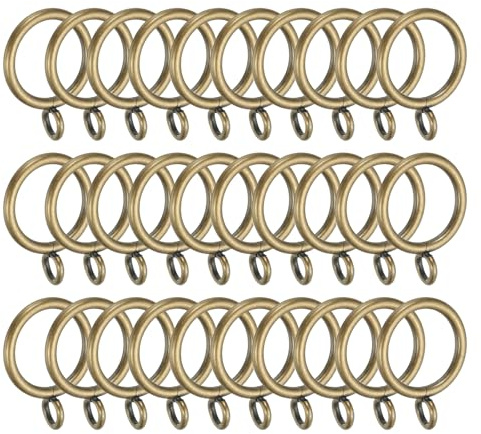 PATIKIL 30 Pcs Anillos De Barra De Cortina De 1 Pulgada De Diámetro | Interior, Anillos De Cortina Metálicos, Alfileres De Aro Tonel Bronce, Con Ojales, Para Barras De Cortina