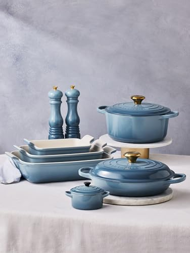 Le Creuset Moulin à sel en plastique ABS 6,2 x 6,2 x 20,8 cm, broyeur en céramique, chambray 44002214340100