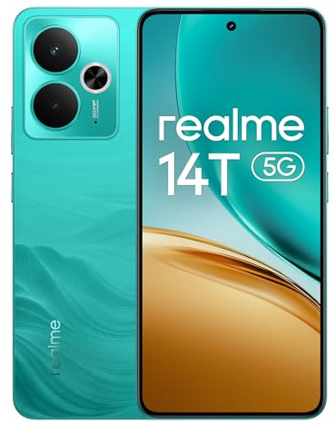 realme 14T Smartphone 5g, 8+256 GB, 5130 mAh Akku, Dimensity 6300 Chipsatz, IP69-Wasserdichtigkeit, 50-MP-Kamera, 120-Hz-Display mit augenschonender Wirkung, Grün, Amazon-Exklusiv (ohne Adapter)