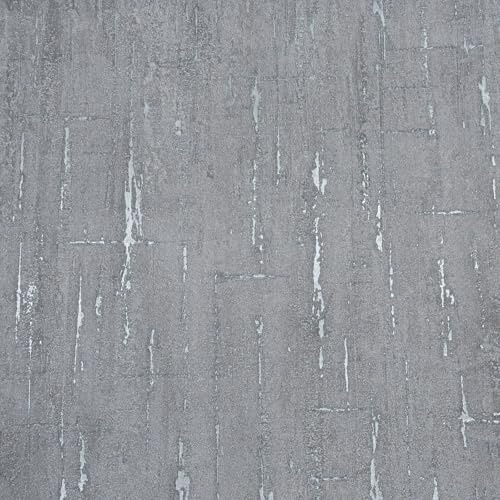 SOPHIE LAURENCE Plain Charcoal Metallic Wallpaper – Textured Shimmer, Washable, Peelable, Paste The Paper (Full Roll)