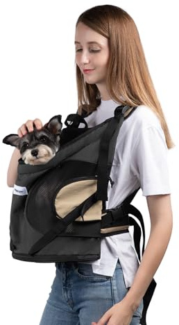Hundetragerucksack，Hund Tragetasche für Kleine Mittelgroße Hunde und Katzen，Hunderucksack bis 8.5kg，Atmungsaktiv und Bequem Haustier ，Tragbar Reisetasche mit Hiking Travel Outdoors，Dunkelgrau