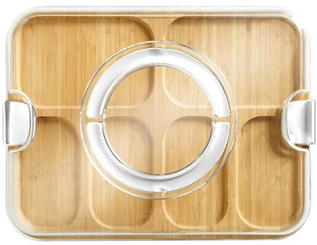 Planches À Découper Pour Cuisine,Planche À Découper En Bois Ustensiles De Cuisine | Plateau De Service Compartimenté Avec Couvercle Pour Charcuterie Fromage Fruits Fêtes