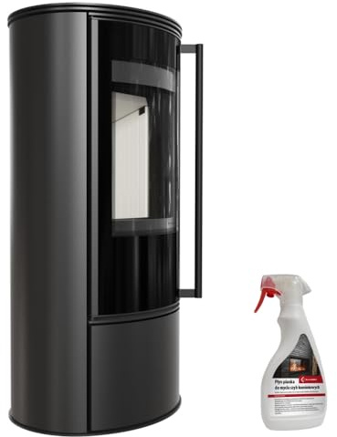 KRATKI Kaminofen aus Stahl ERIK Ø 150 – 5,5 kW – Stahlofen mit Holzfeuerung – rund, Schwarz – erfüllt Ekoprojekt & BImSchV 2 – effizient & modern