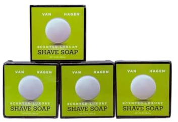 Men's Luxury Scented Shave Soap 3.5 oz – PACK 4 – Classic Wet Shaving Soap for Safety Razors – Rich, Lubricating Lather with Premium Scent – For use in shave and bath