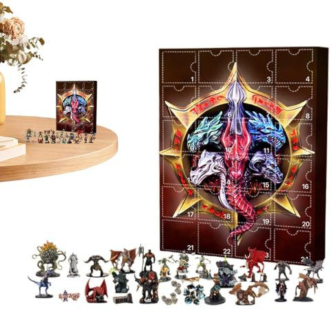 Calendario 2025 per conto alla rovescia di Dungeon Dragon, calendario natalizio di 24 giorni con 24 personaggi del gioco, ornamenti decorativi da scrivania, regalo per gli amanti del gioco, ragazzi e