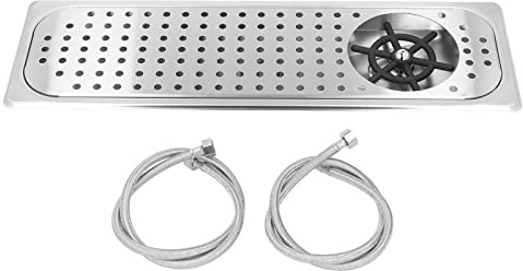 Baxnore Pichet de rinçage automatique en acier inoxydable avec port de connexion d'eau G1/2 pour bar, cuisine, café, utilisation sur comptoir, argent 53 cm x 16,2 cm x 4 cm
