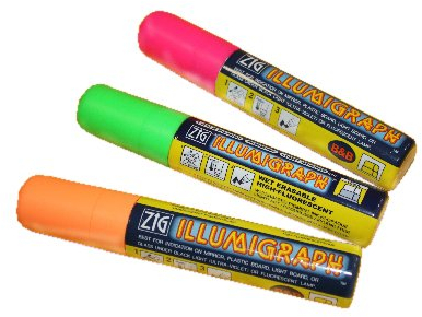 Unbekannt Kreidemarker-Set 15 mm 3 tlg. orange grün pink