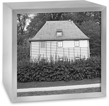COGNOSCO Leuchtkasten aus Aluminium: Motiv Goethes Gartenhaus Weimar, im Format 37 x 37 cm