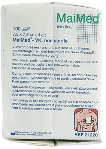 MaiMed - VK Vlieskompressen unsteril 4-fach 30 g, Größen:7.5 x 7.5 cm