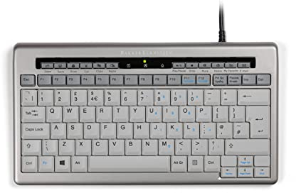 BakkerElkhuizen S-Board 840 Compact Keyboard - Kompakte Tastatur - Computer Tastatur - USB Anschluss - kabelgebunden - 2 USB Hubs - ergonomisch - Silber/grau - QWERTY UK Layout