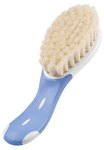 NUK Extraweiche Babybürste zur sanften Haarpflege von Babys, 100% echtes Ziegenhaar, 1 Stück, blau