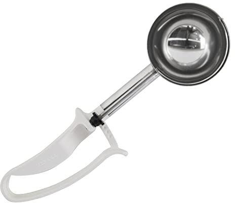 Zeroll Universal Extended Length EZ Disher Food Portion Control Scoop Designed for Right or Left Hand Use Dishwasher Safe, 3-Inch, White, 6
