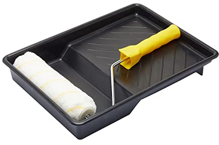 Fit For The Job 3 piece 9 inch Masonry Roller, Frame & Tray Set | for DIY Painting With Smooth & Textured Masonry Paints on Exterior Walls, Brick, Breeze Block and Other Rough Surfaces, 9