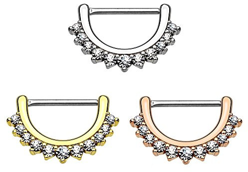 beyoutifulthings Brustwarzen-Piercing ZIRKONIA-Reihe Brust-Piercing Edelstahl Silber Gold Roségold Clear Stab 1,6mm 12mm Set klick-Verschluss