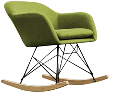 KAWOLA Schaukelsessel Stella, Moderner Schaukelstuhl mit Stoffbezug, Ergonomisch, Armlehne, Ideal für Wohnzimmer, 62cm x 73cm - Grün