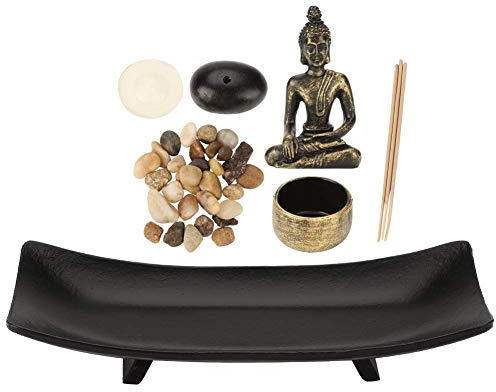Hztyyier rökelsehållare, bordsskiva, Buddha-staty, zen trädgårdsljusstake med rökelsepinne, värmeljushållare, dekorationsstenar för dekor, avkoppling