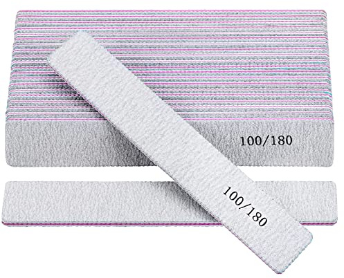 Lot de 25 limes à ongles professionnelles grain 100/180 émeri pour ongles en acrylique