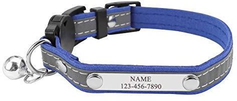 Filhome Personalisiertes Katzenhalsband mit Namen Adresse Telefonnummer Reflektierendes Verstellbar Halsband für Katzen Hund