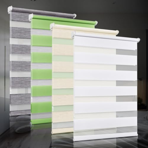 bobodeco Doppelrollo klemmfix ohne Bohren Duo Rollos für Fenster mit Klemmträger, Weiß B100 x H120cm (Stoffbreite 100cm), Fensterrollo lichtdurchlässig & verdunkelnd Wandmontage Sichtschutz