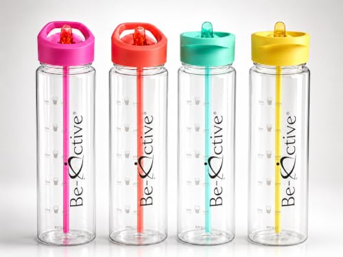 Be-Active Motivational 900ML Water Bottle | with Times to Drink | Straw | Hydrate | BPA Free | Tracker (Green)
