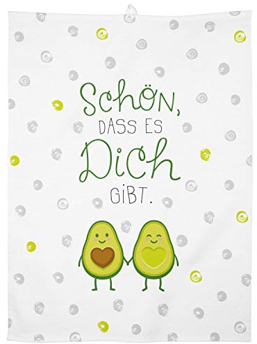 GRUSS & CO Geschirrtuch Motiv Avocado | Baumwolle, 60 cm x 45 cm, farbiger Motivdruck | Geschenk, Küche, Kochen, Grillen | 47106